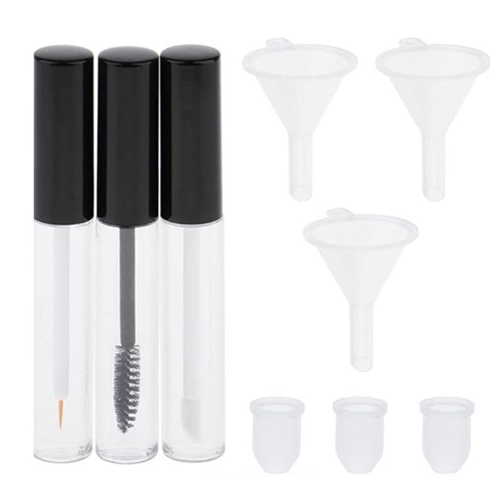 3-Piece 10ml Clear Cosmetic Tube Set with Funnels For Mascara, Lip Gloss & Eyeliner