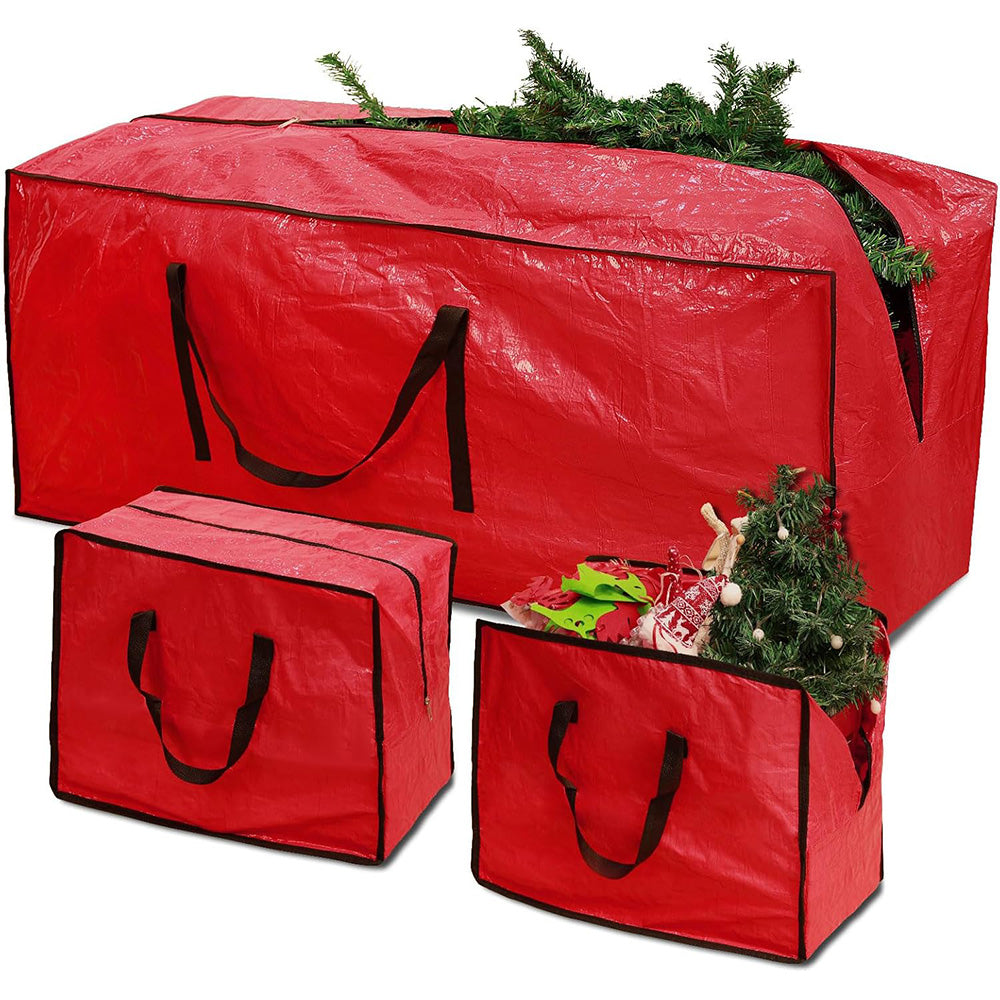 3pcs Large Christmas Tree Storage Bags PE Water-Resistant with Reinforced Handles and Zipper