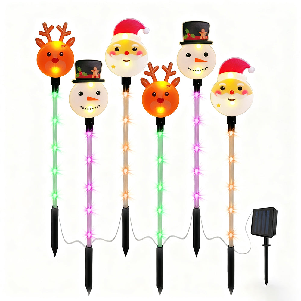 6 Pack Solar Christmas Stake Lights Lawn Decoration