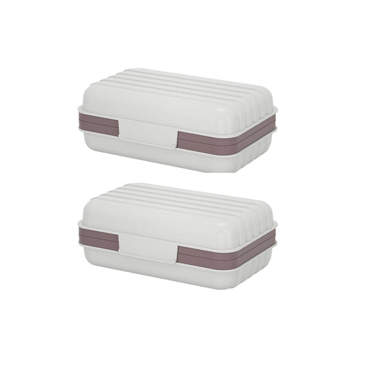 2Pcs 2-Layer Soap Box Container with Lid Travel Soap Holder