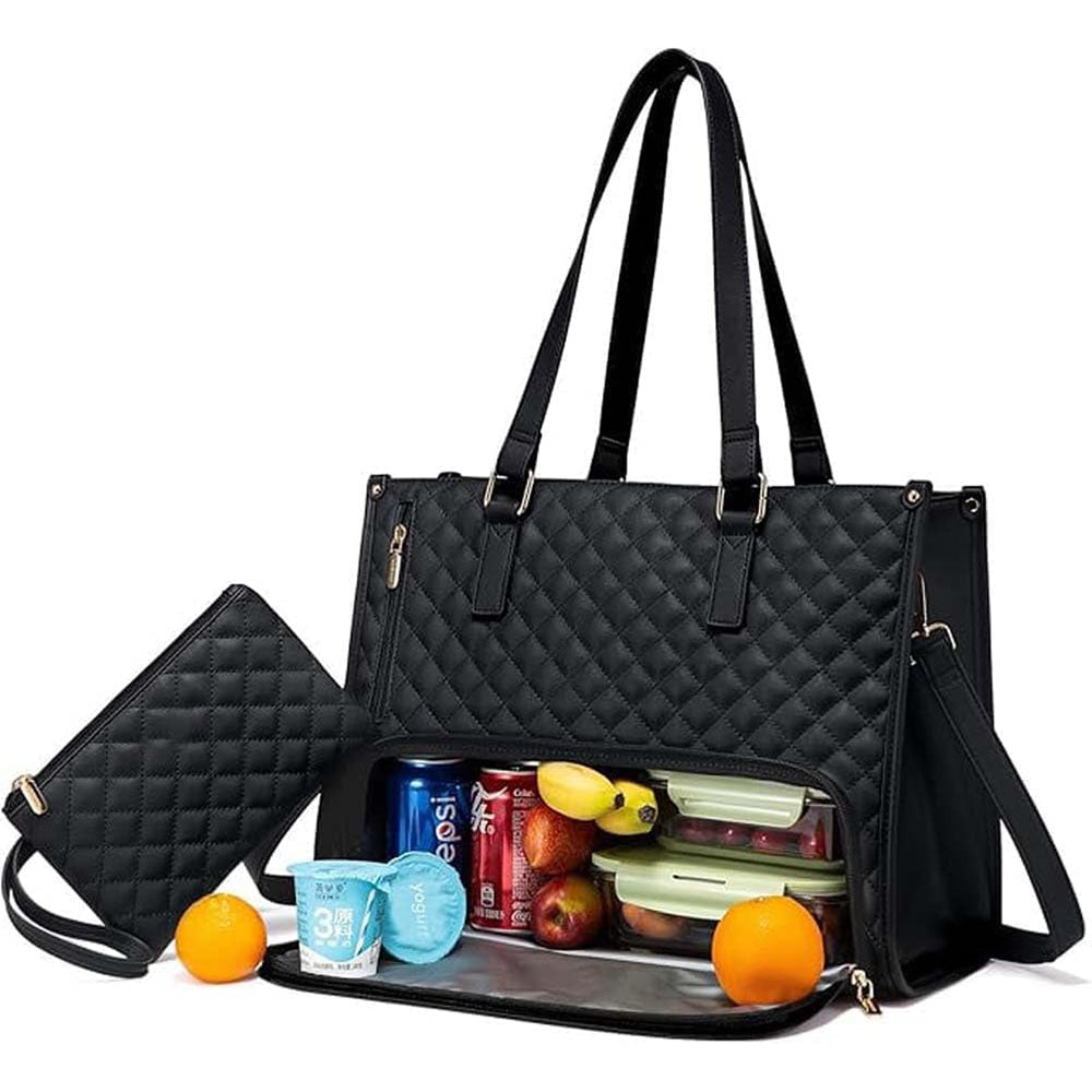 2-in-1 Tote Travel Bag and Wallet with Insulated Lunch Compartment