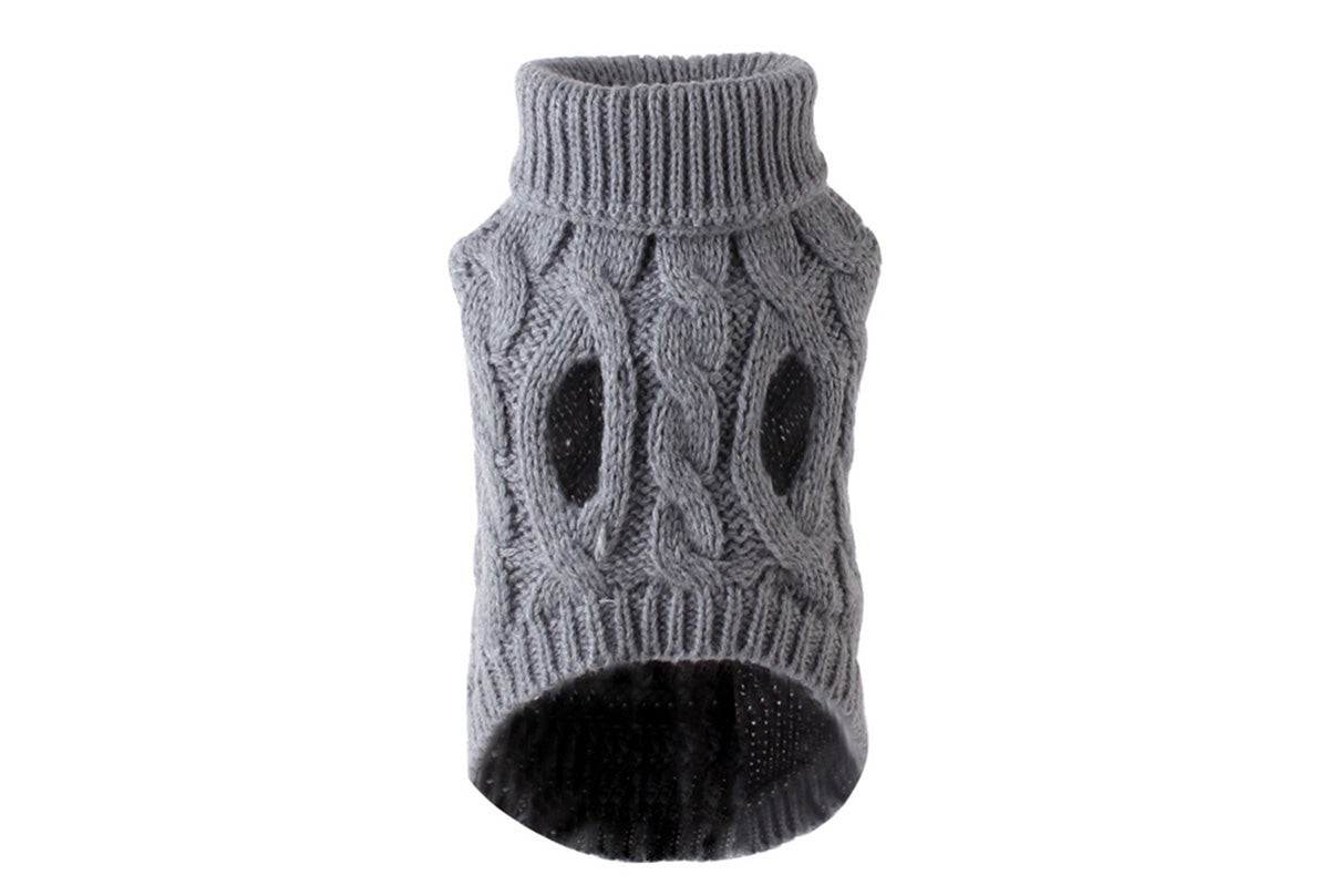 Puppy Dog Jumper Winter Warm Knitted Sweater Pet Clothes for Small Dogs Coat-Grey