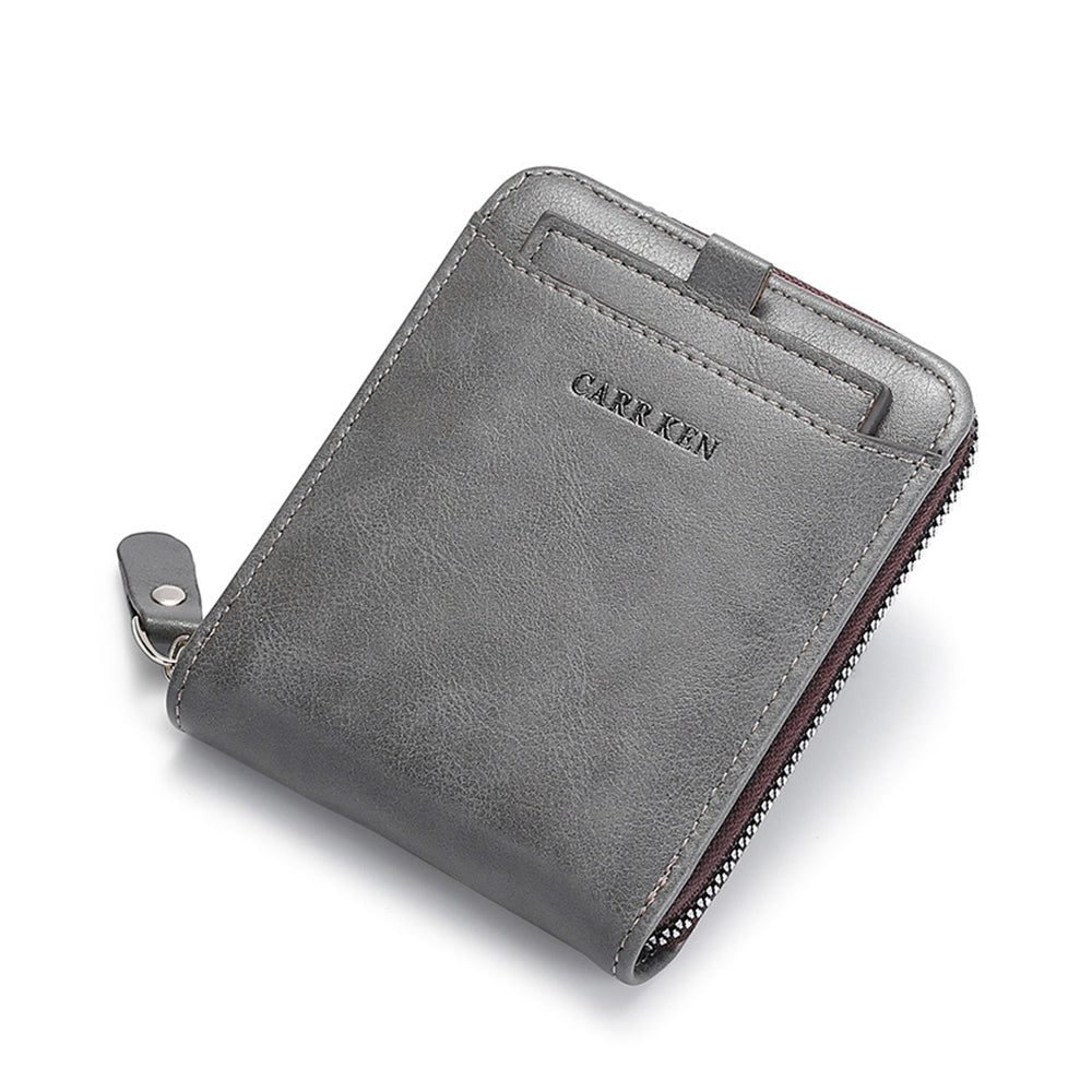 Men RFID Blocking PU Zipper Bifold Wallet Credit Card ID Holder