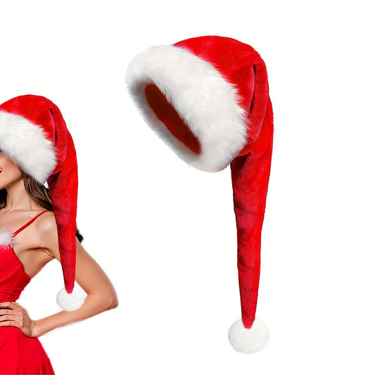 77cm Long Christmas Hat Plush Santa Claus Hat Red and White Xmas Party Costume Cap