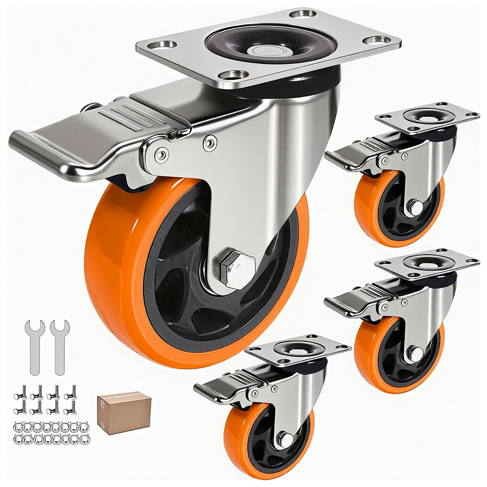 4 PCS Swivel Caster Wheels with Brake Castor Wheels for Cart Furniture