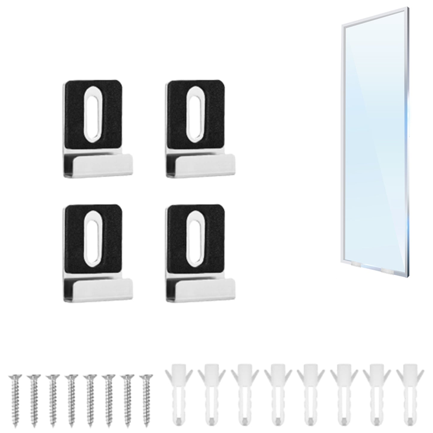 4Pcs Metal Mirror Holder Kit Loaded Mirror Hanger Clips Set