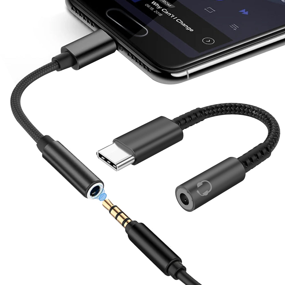 2Pcs USB Type C to 3.5mm Female Headphone Jack Adapter