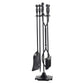 5 Pieces Fireplace Tool Set Wrought Iron With Stand For Indoor And Outdoor Use