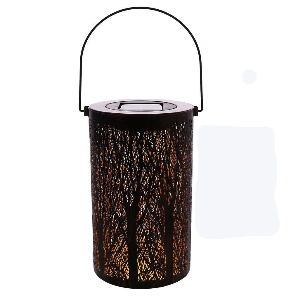 Tree Solar Powered Lanterns Hanging Garden Lights Warm White Hollow Out Lamp