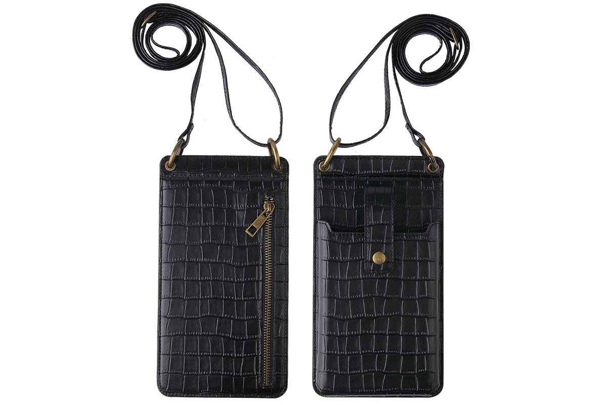 3-in-1 Wallet Card Holder PU Leather Crossbody Phone Bag Phone Purse with Mirror