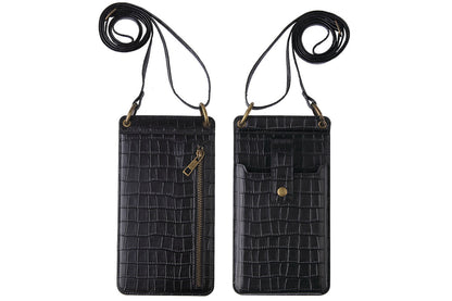 3-in-1 Wallet Card Holder PU Leather Crossbody Phone Bag Phone Purse with Mirror