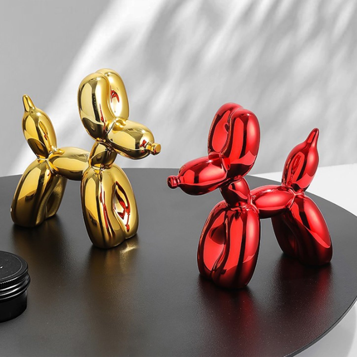 Electroplated Silver Resin Balloon Dog Statues Cute Home Decor Ornaments