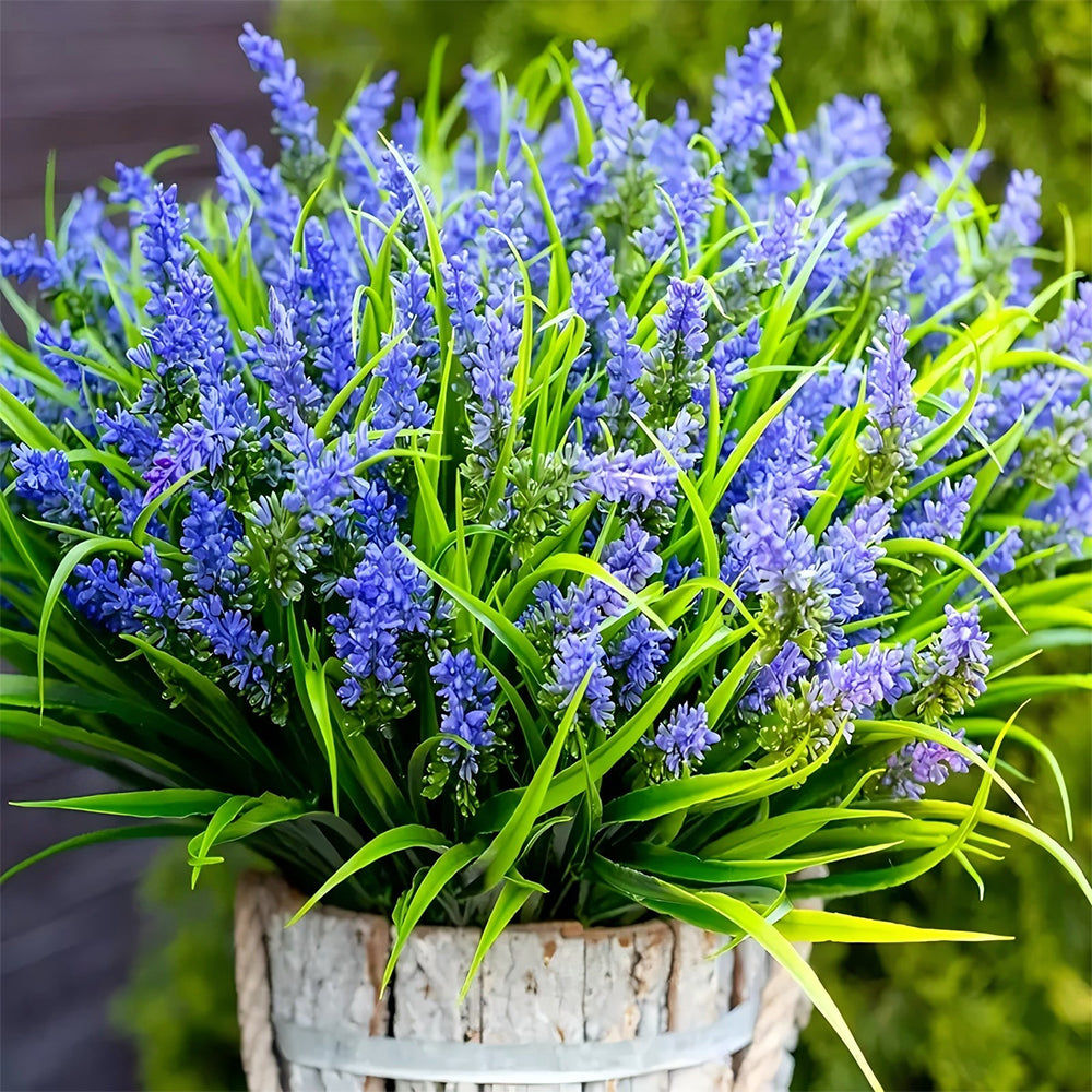 16Pcs Artificial Plants Outdoor Fake Lavender Realistic Plastic Faux Plants for Balcony Patio