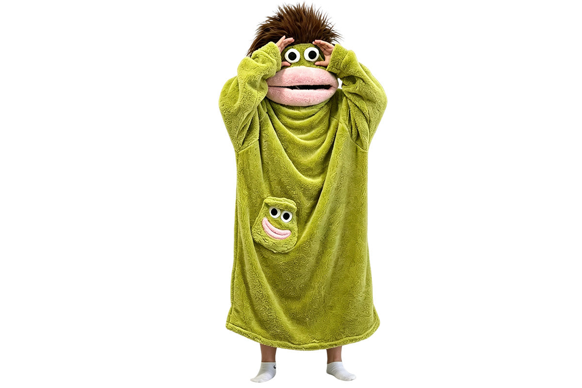 Adults Funny Oversized Fluffy Fleece Hooded Wearable Blanket Warm Hooded Robe Loungewear