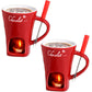 Fondue Mug Set Porcelain Chocolate Melting Cup with Fork