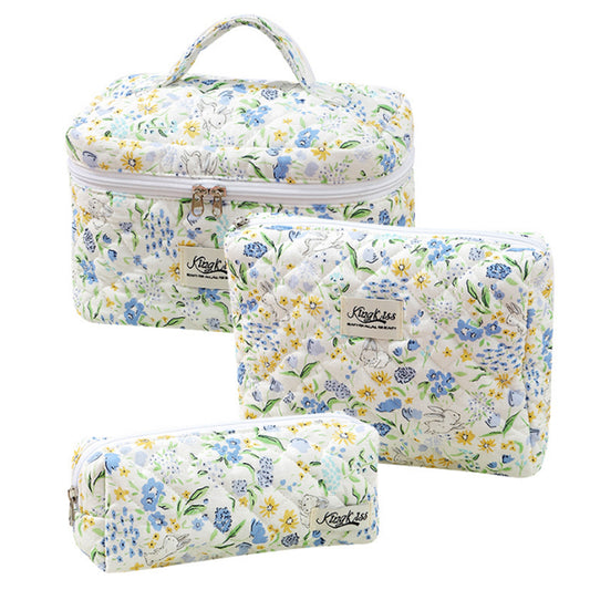 3Pcs Set Floral Cotton Cosmetic Bag