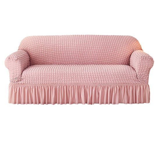 Seersucker Couch Cover with Ruffle Hemline Stretch Sofa Cover