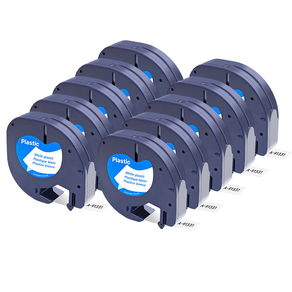 10 Pack 12 mm Label Tape Compatible with Dymo LetraTag 91330