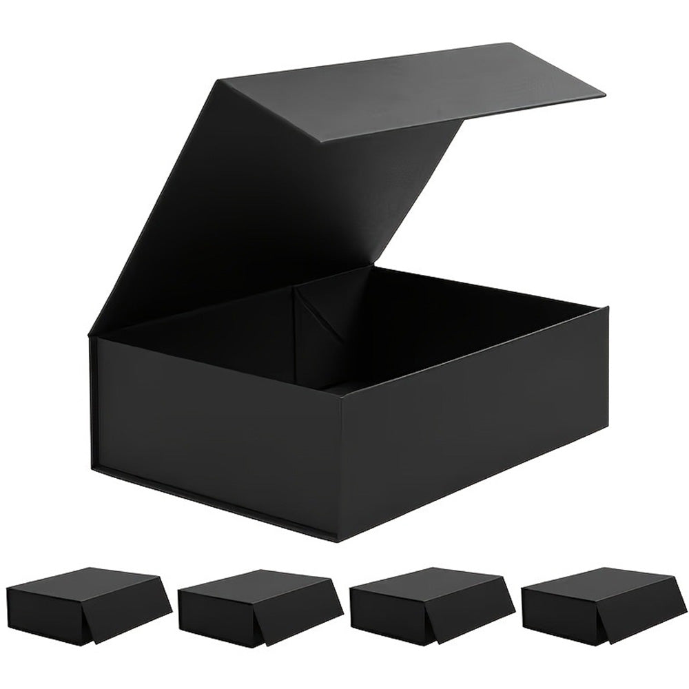 Easy Attached Foldable Cardboard Gift Box for Holiday Packaging-Black