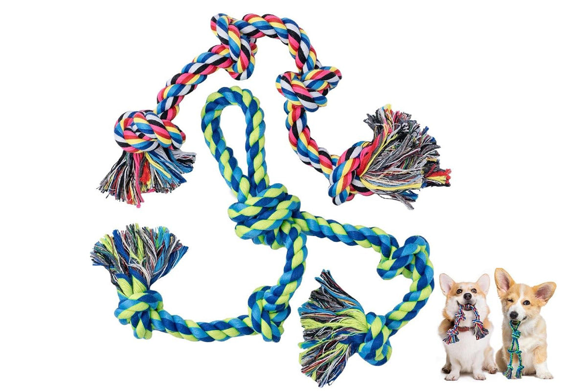 2 Pack Cotton Rope Dog Toys Durable Tug Chew Ropes for Large Breed Dogs