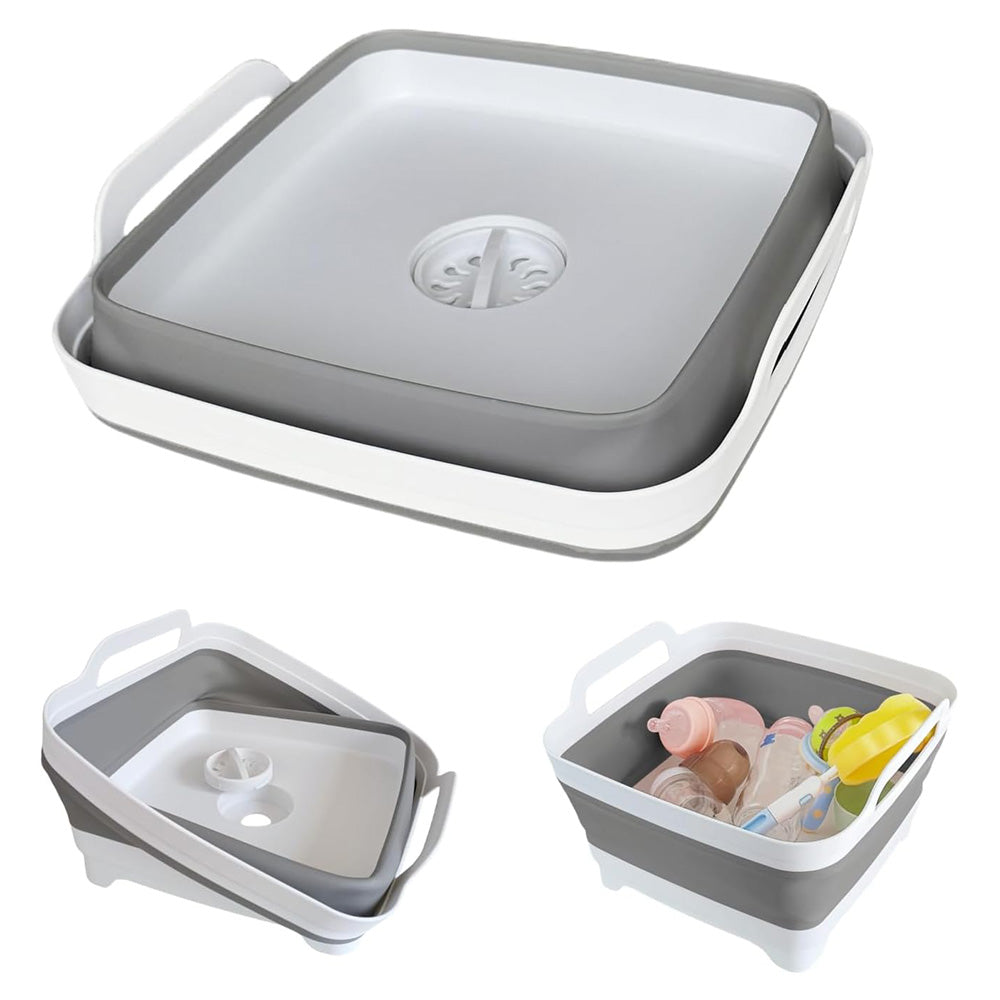 Collapsible Dish Basin with Drain Plug Portable RV Camping Sink