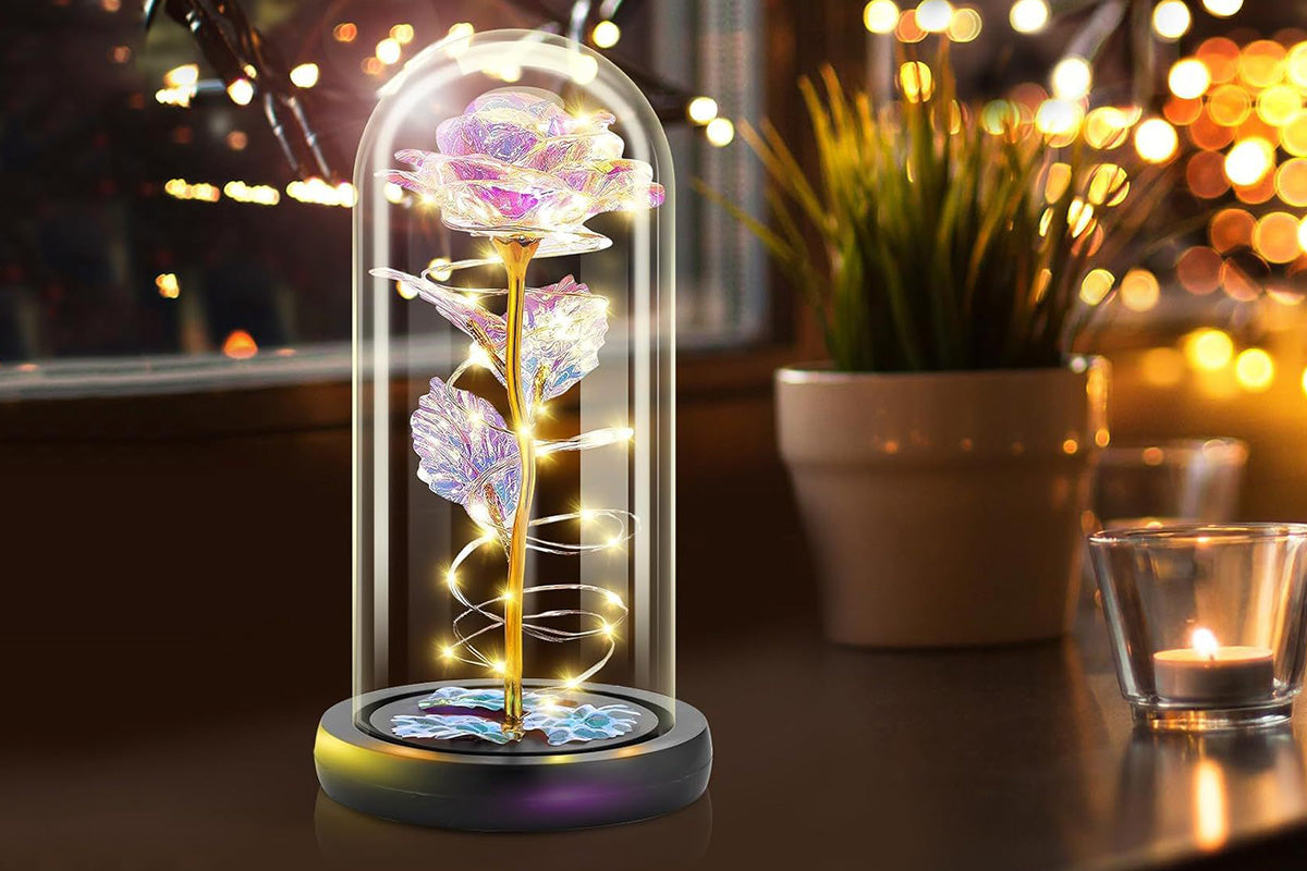 Eternal Rose Night Light in Glass Dome with LED