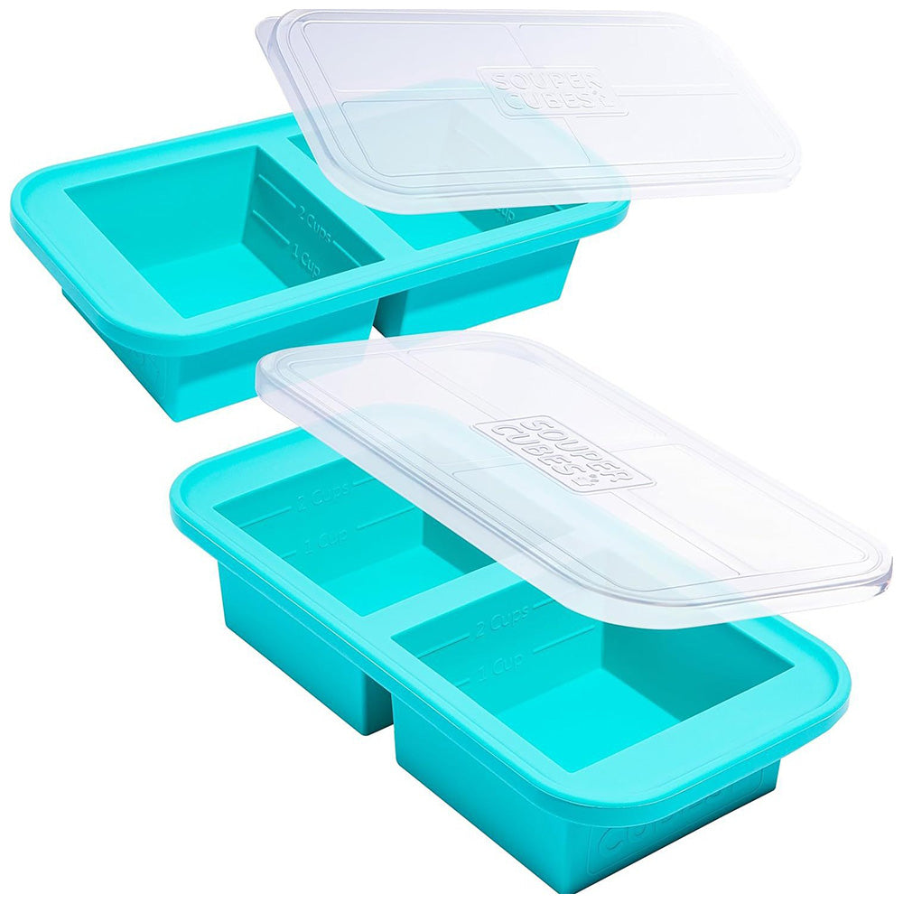 2 Pcs Silicone Freezer Tray With Lid Freezer Food Storage Molds for Soup Sauce Broth