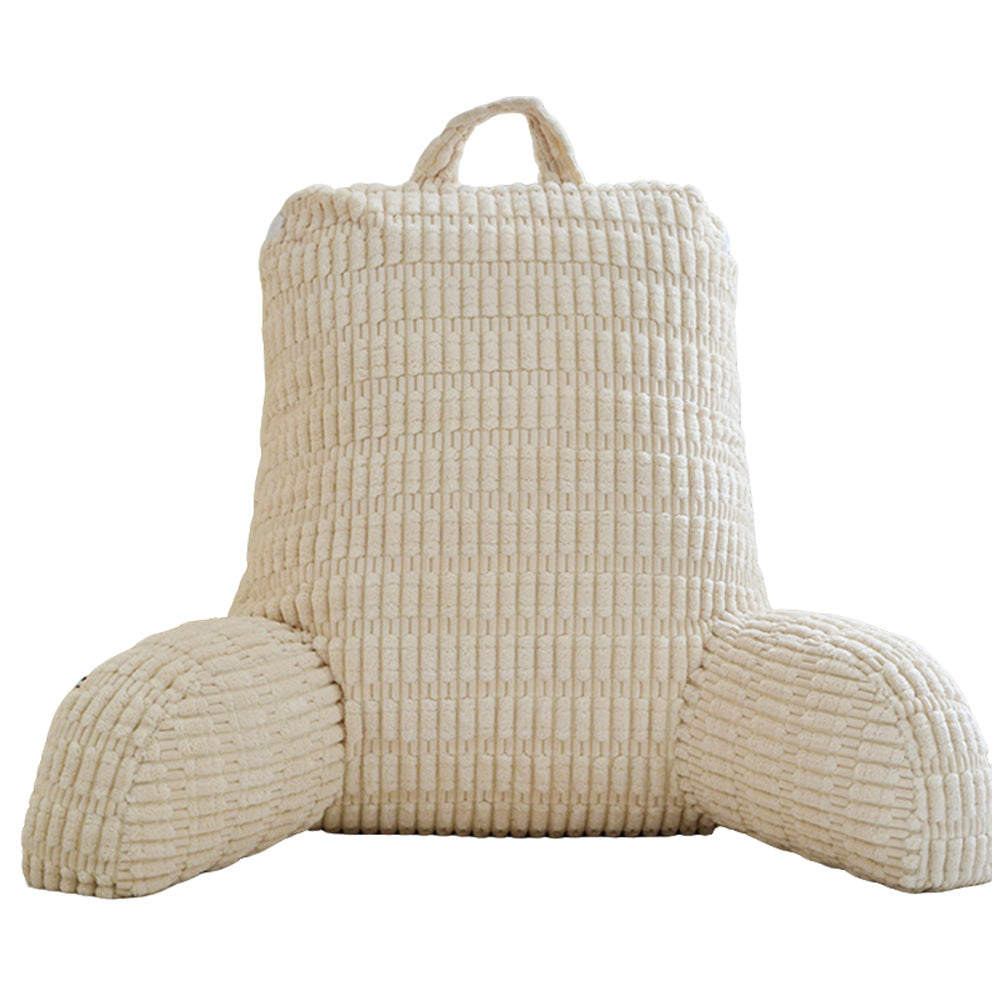 Bedside Backrest Cushion with Armrests Pocket and Washable Cover