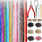 18 Colors Rainbow Hair Extensions Braiding Kit Styling Set