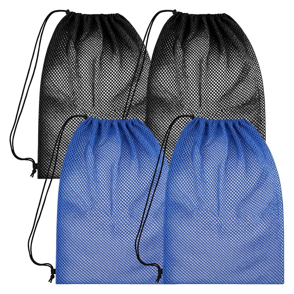 4 Pcs Large Mesh Gear Bag Drawstring Swim Storage Backpack Set