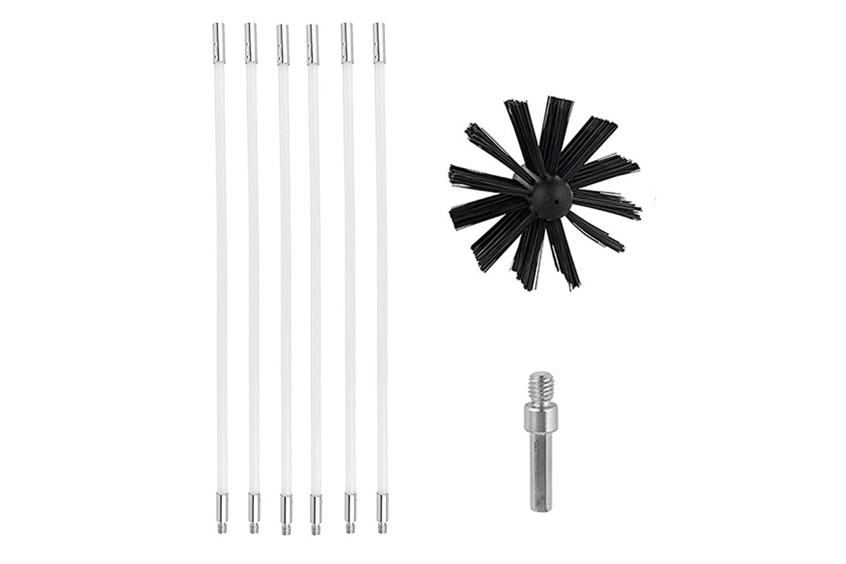 Chimney Cleaning Brush Kit for Fireplace and Flue with Extendable Rods
