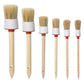 Car Detailing Brush Set 6Pcs Boar Hair Brush Kit Wood Handle Wheels Leather Air Vents