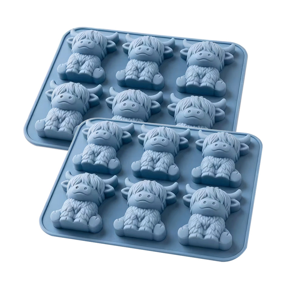 2 Pack 6 Cavity Silicone Highland Cow Ice Cube Molds