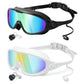 Two Swim Goggles Wide View Swimming Goggles Anti-Fog Pool Goggles for Adult