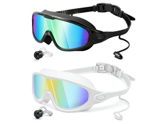 Two Swim Goggles Wide View Swimming Goggles Anti-Fog Pool Goggles for Adult