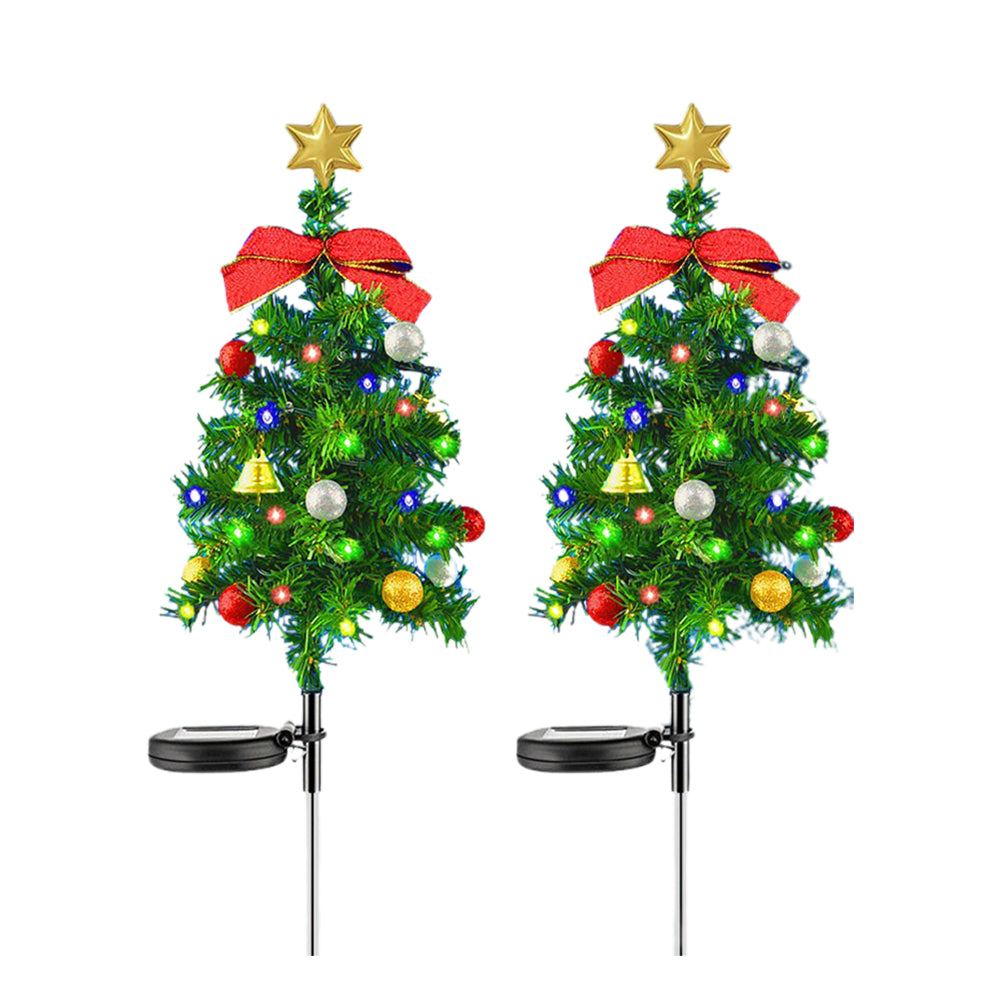 2Pcs Solar Christmas Tree 75cm Stake Light Outdoor Decoration