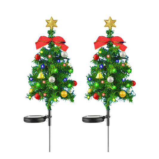 2Pcs Solar Christmas Tree 75cm Stake Light Outdoor Decoration