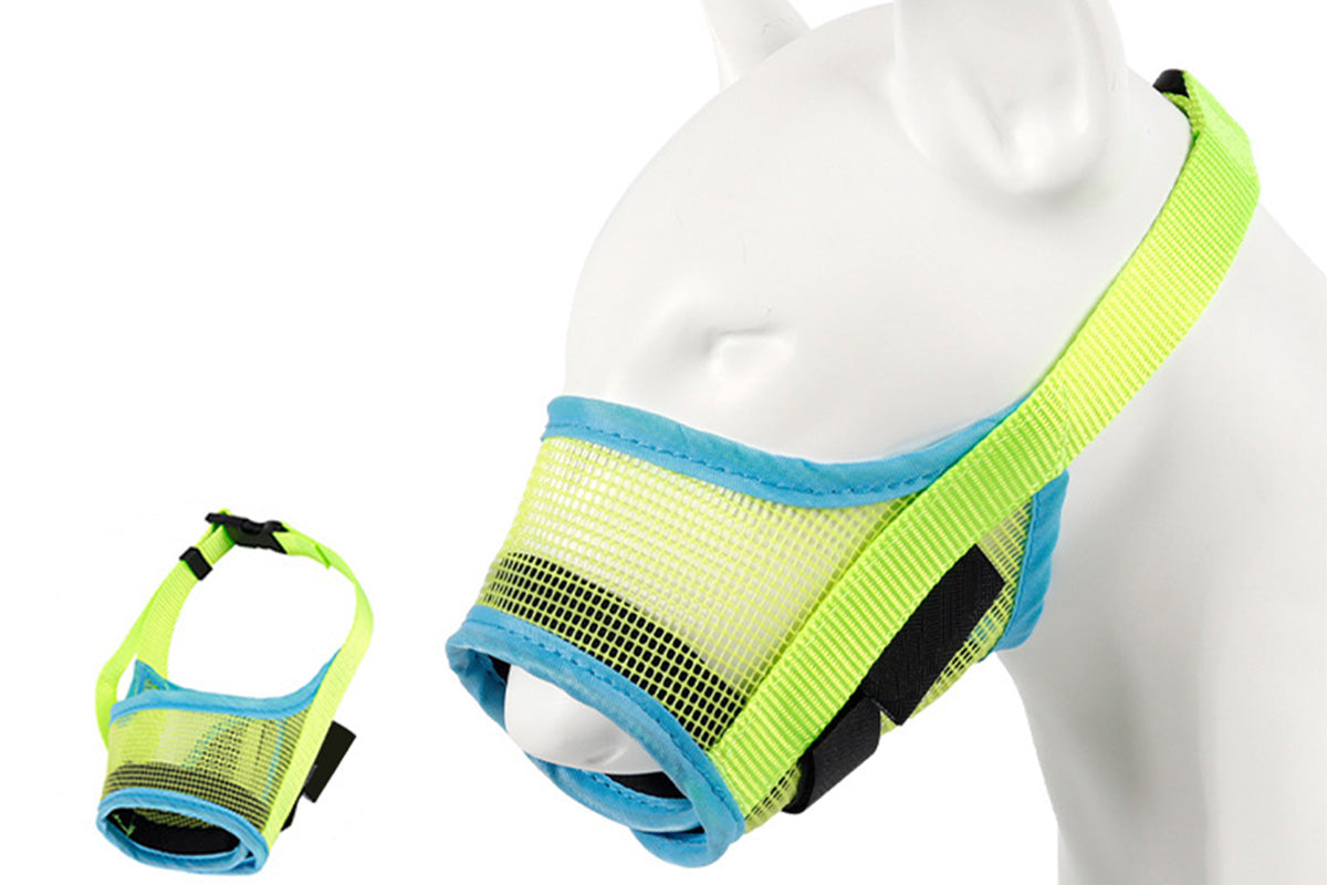 Dog Muzzle Air Mesh Adjustable Mouth Guard for Bark and Scavenging Prevention-Green