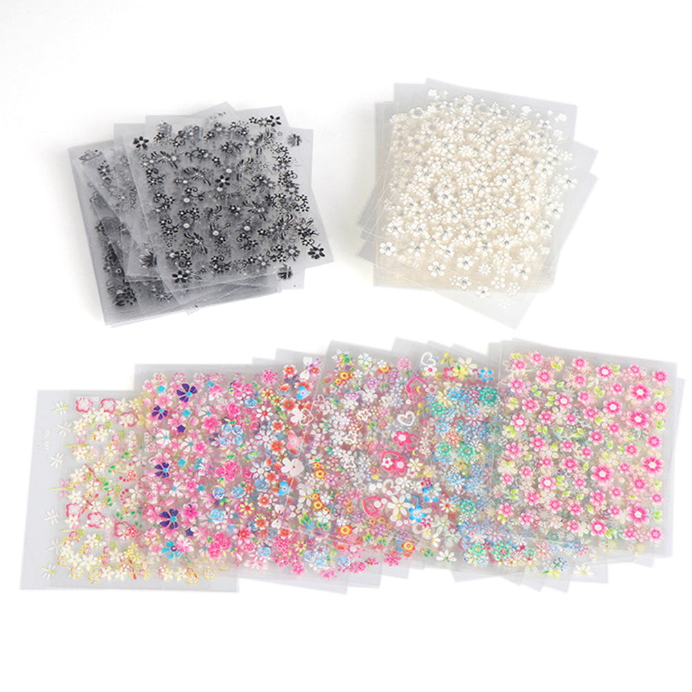 3D Floral Self Adhesive Nail Stickers for DIY Nail Art Decoration