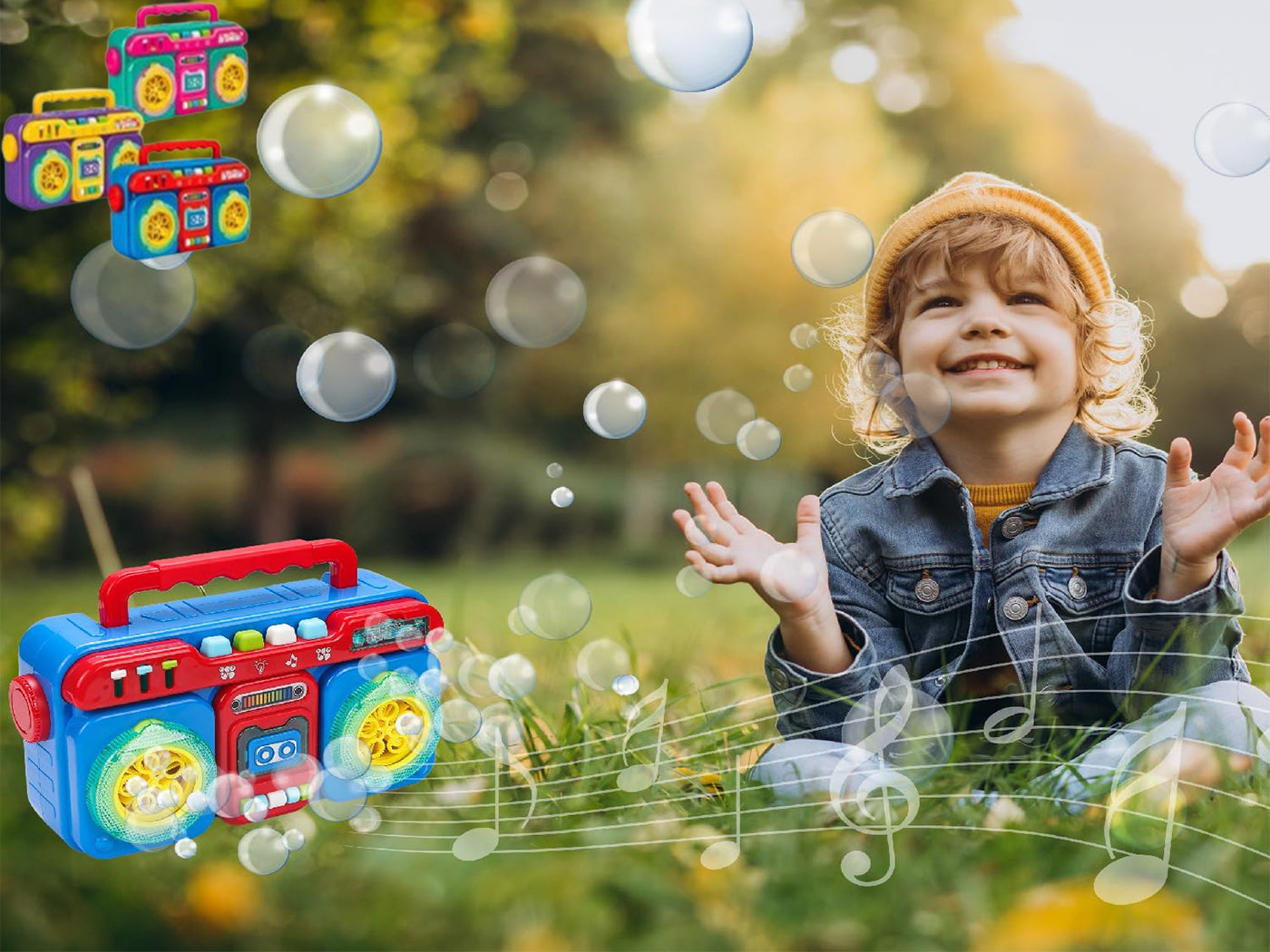 Kid's Automatic Musical Light-Up Bubble Machine Toy