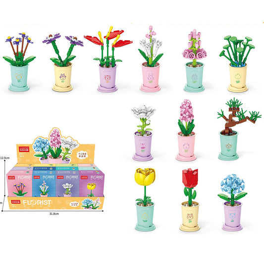 12Pcs Artificial Plants Decor Building Kits Toy for Kids and Adults