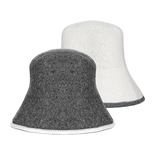 2Pcs Sauna Hat Set Wool Blend Felt Hat for Steam Room Sweat Bath