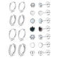 11Pairs Hypoallergenic Stud Hoop Earrings for Women Trendy Silver Hoops Cartilage Earring Stacks Set