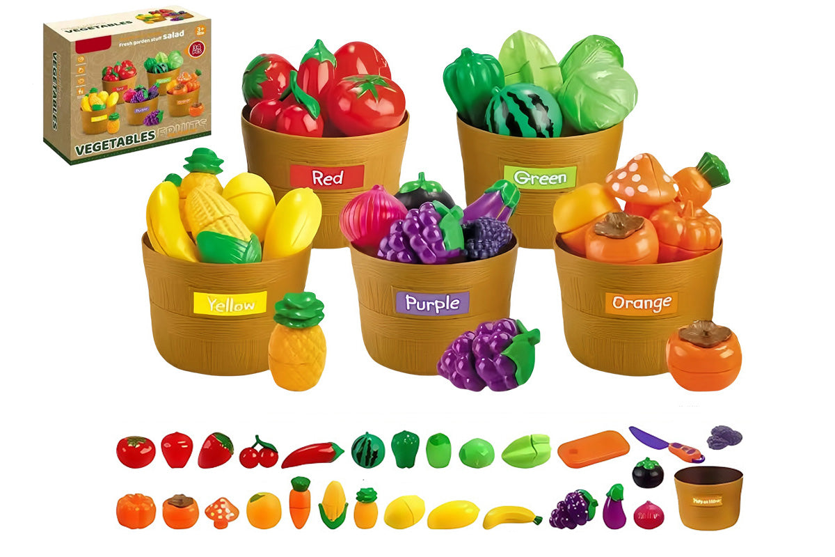 Pretend Play Food Set Cutting for Preschool Learning Kitchen Assorted Lot