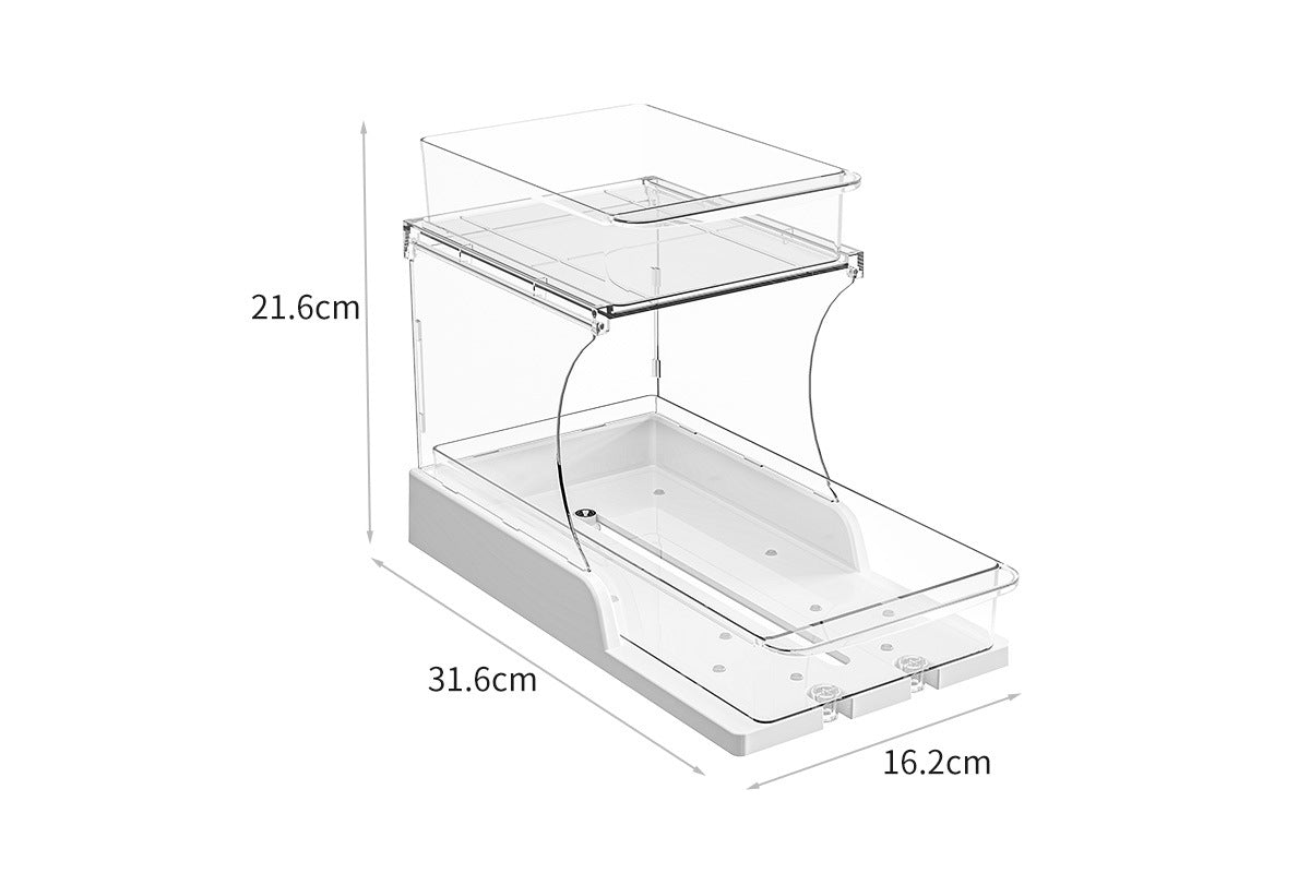 2-Tier Rotatable Pull-Out Storage Rack Kitchen Spice Organizer
