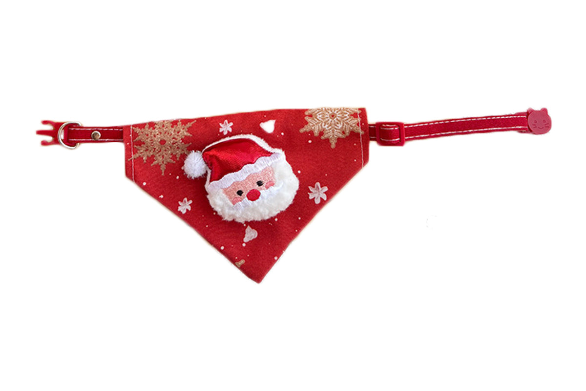 4pcs Christmas Cat Bandana Collar Adjustable Xmas Pet Bandana Collar