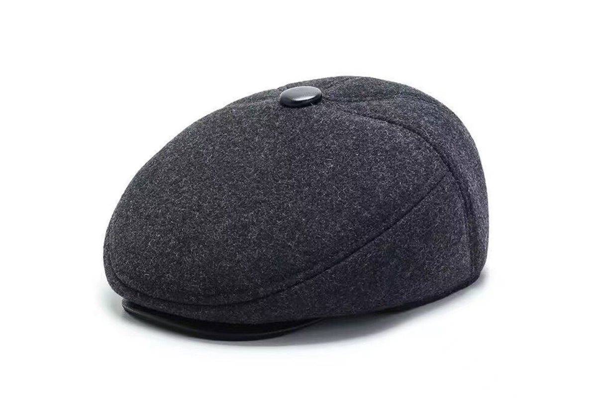 Men's Newsboy Cap with Ear Flaps Winter Warm Octagonal Hat Vintage Style Cap
