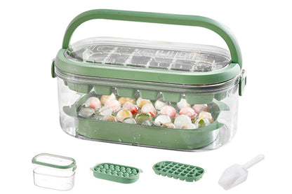 2-Tier Ice Cube Tray Mold with Press-Release Lid and Storage Box for Kitchen