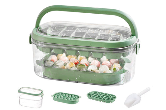 2-Tier Ice Cube Tray Mold with Press-Release Lid and Storage Box for Kitchen