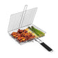 Portable Square BBQ Grill Basket with Wooden Folding Handle
